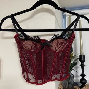 Red Lace Corset Top / Going Out Top NEW